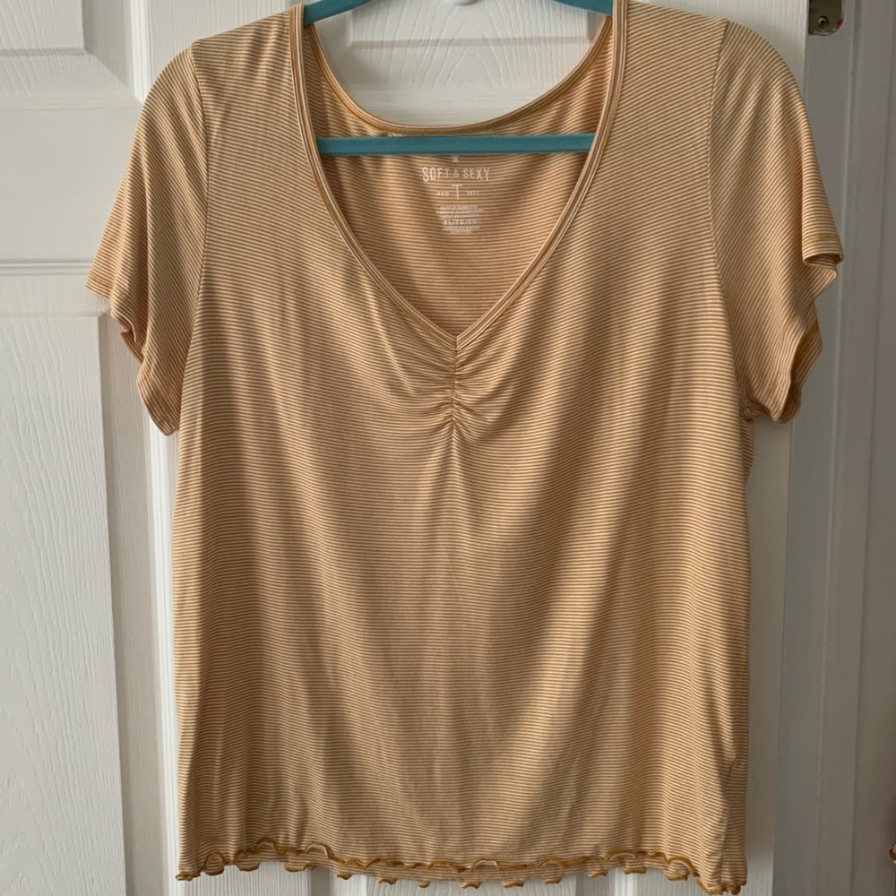 Yellow Soft and sexy striped tee